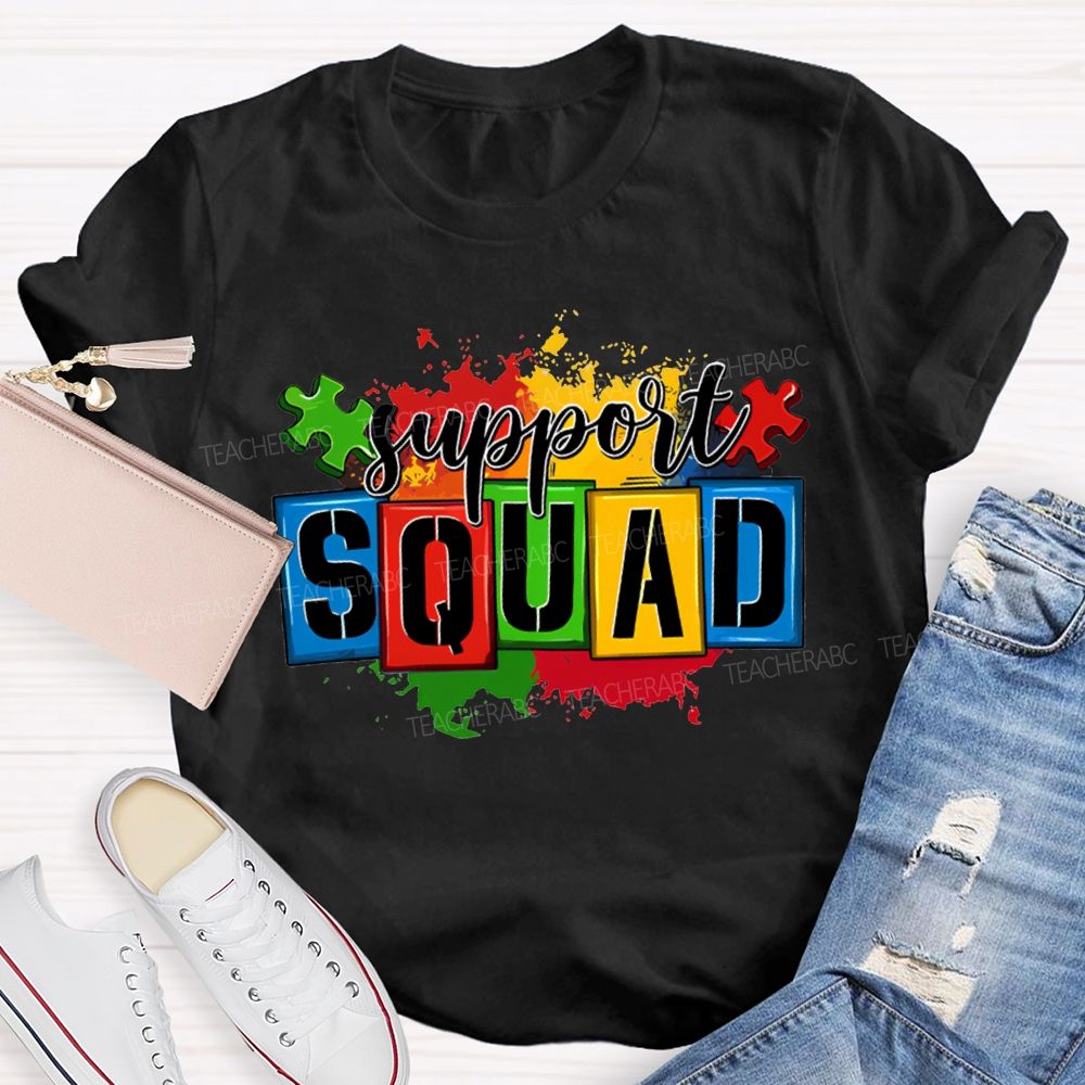 Support Squad Colorful Printed Patterns For Special Education T-shirt