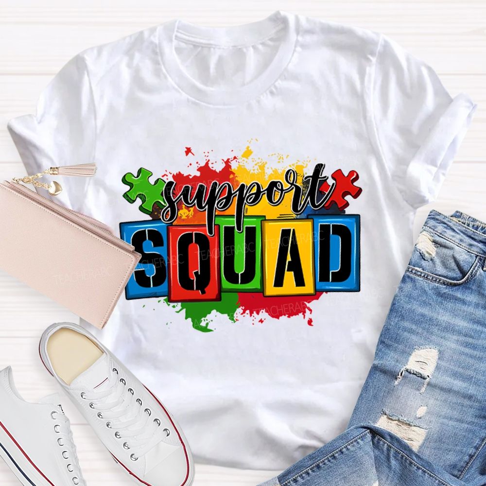 Support Squad Colorful Printed Patterns For Special Education T-shirt