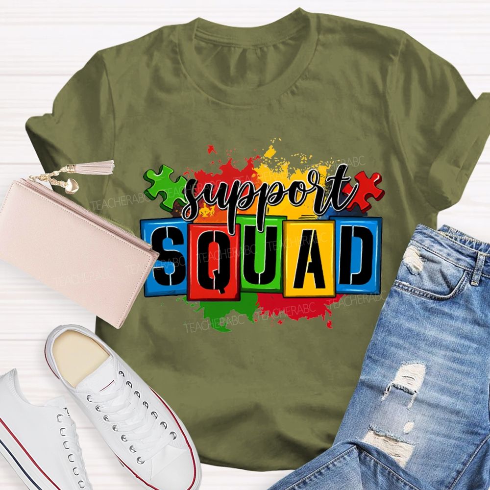 Support Squad Colorful Printed Patterns For Special Education T-shirt