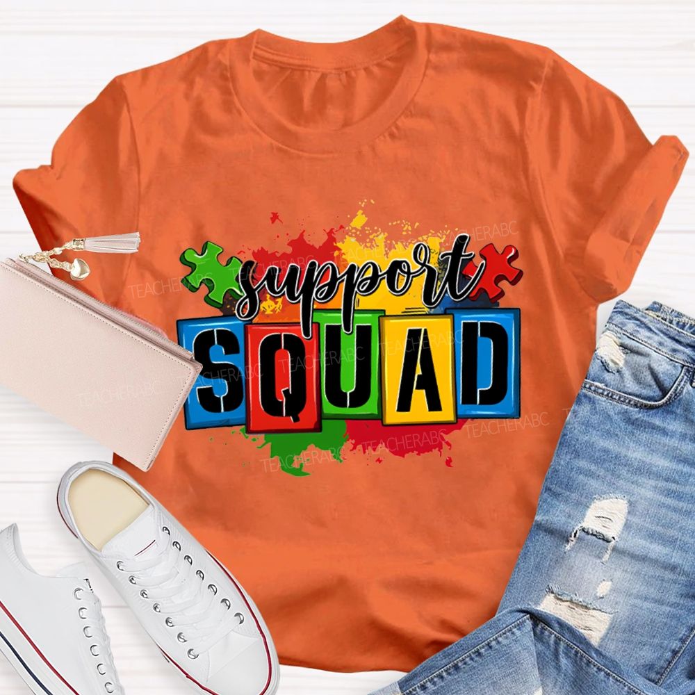 Support Squad Colorful Printed Patterns For Special Education T-shirt