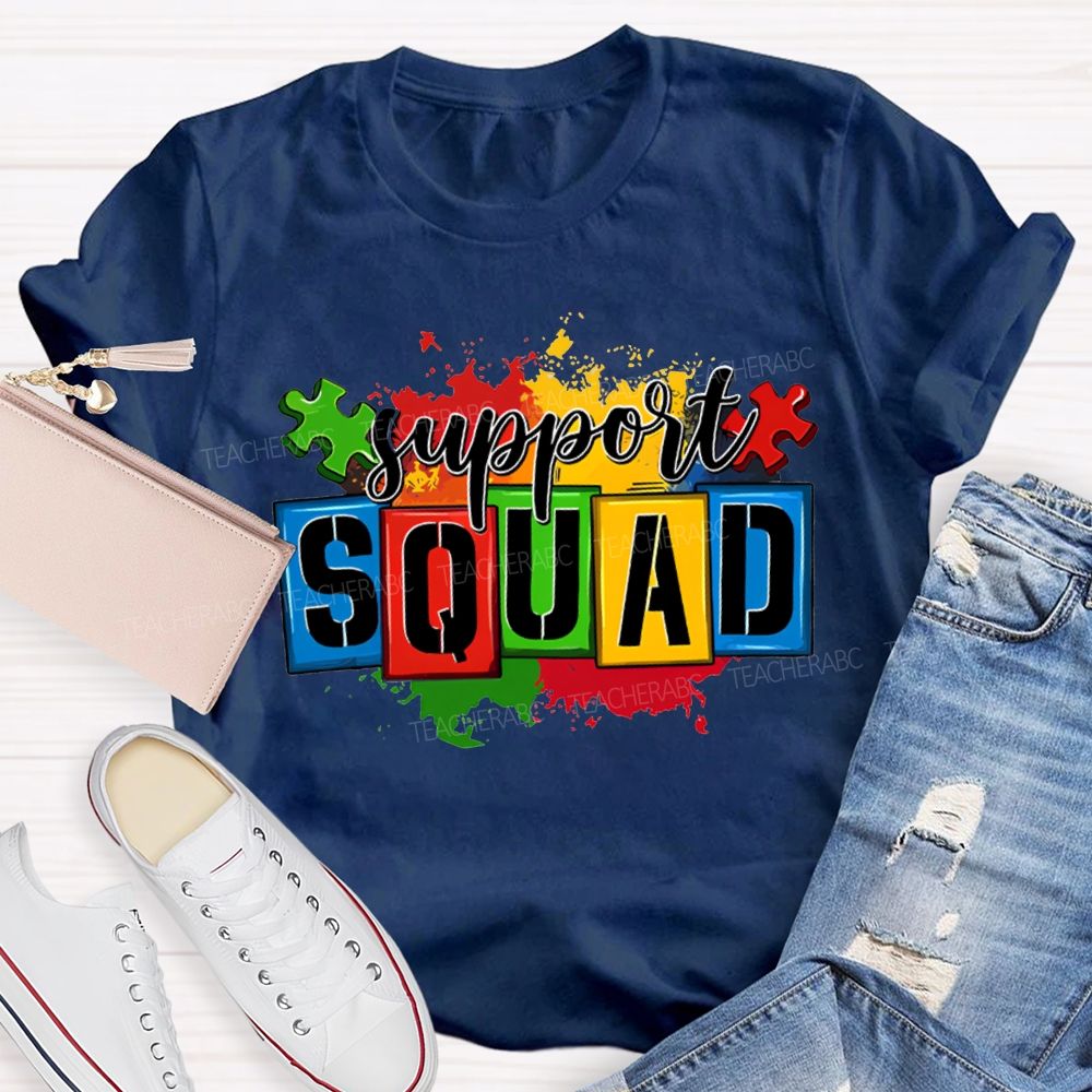 Support Squad Colorful Printed Patterns For Special Education T-shirt