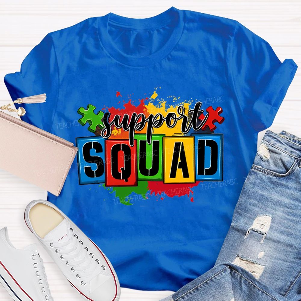 Support Squad Colorful Printed Patterns For Special Education T-shirt