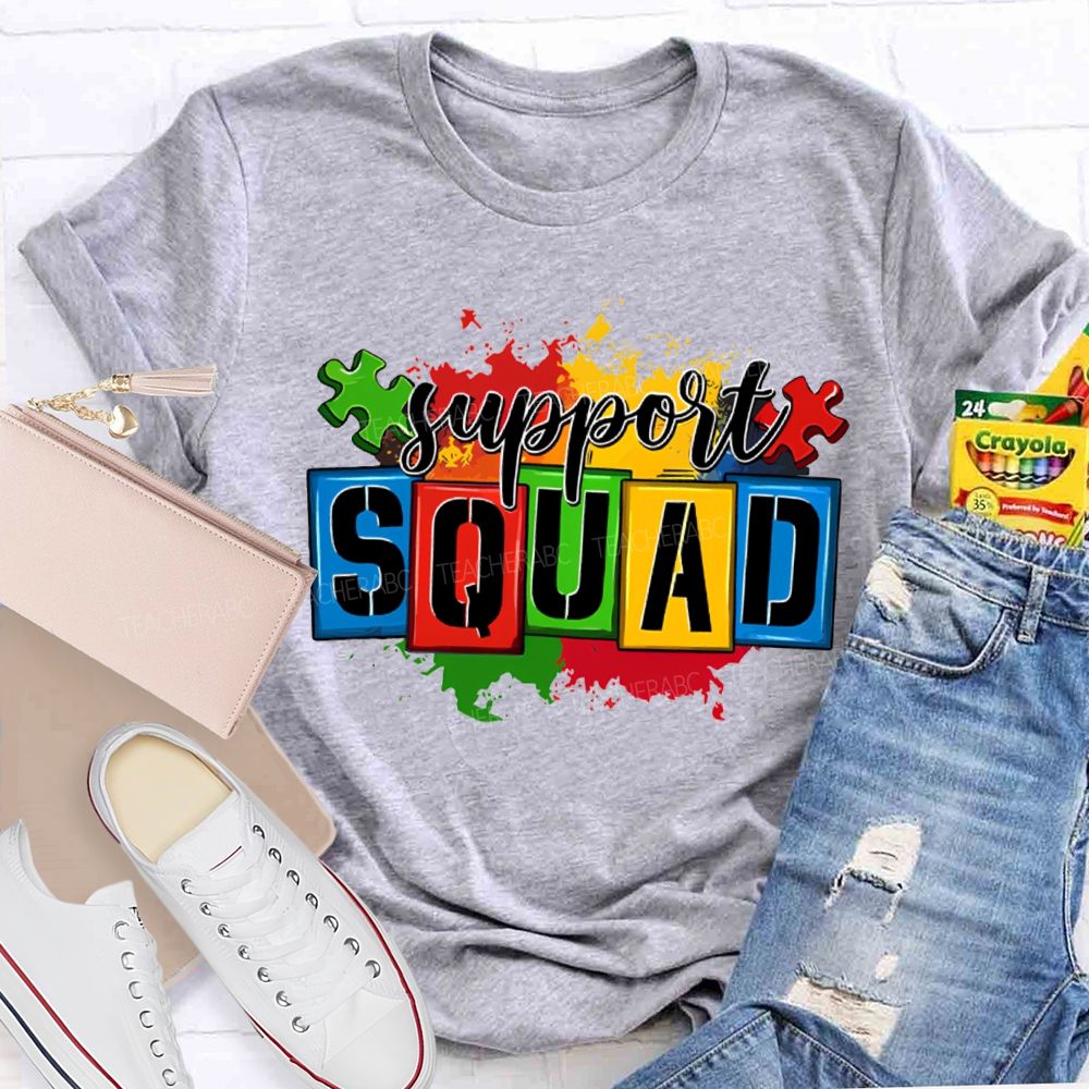Support Squad Colorful Printed Patterns For Special Education T-shirt