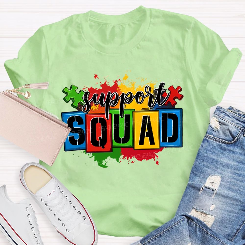 Support Squad Colorful Printed Patterns For Special Education T-shirt