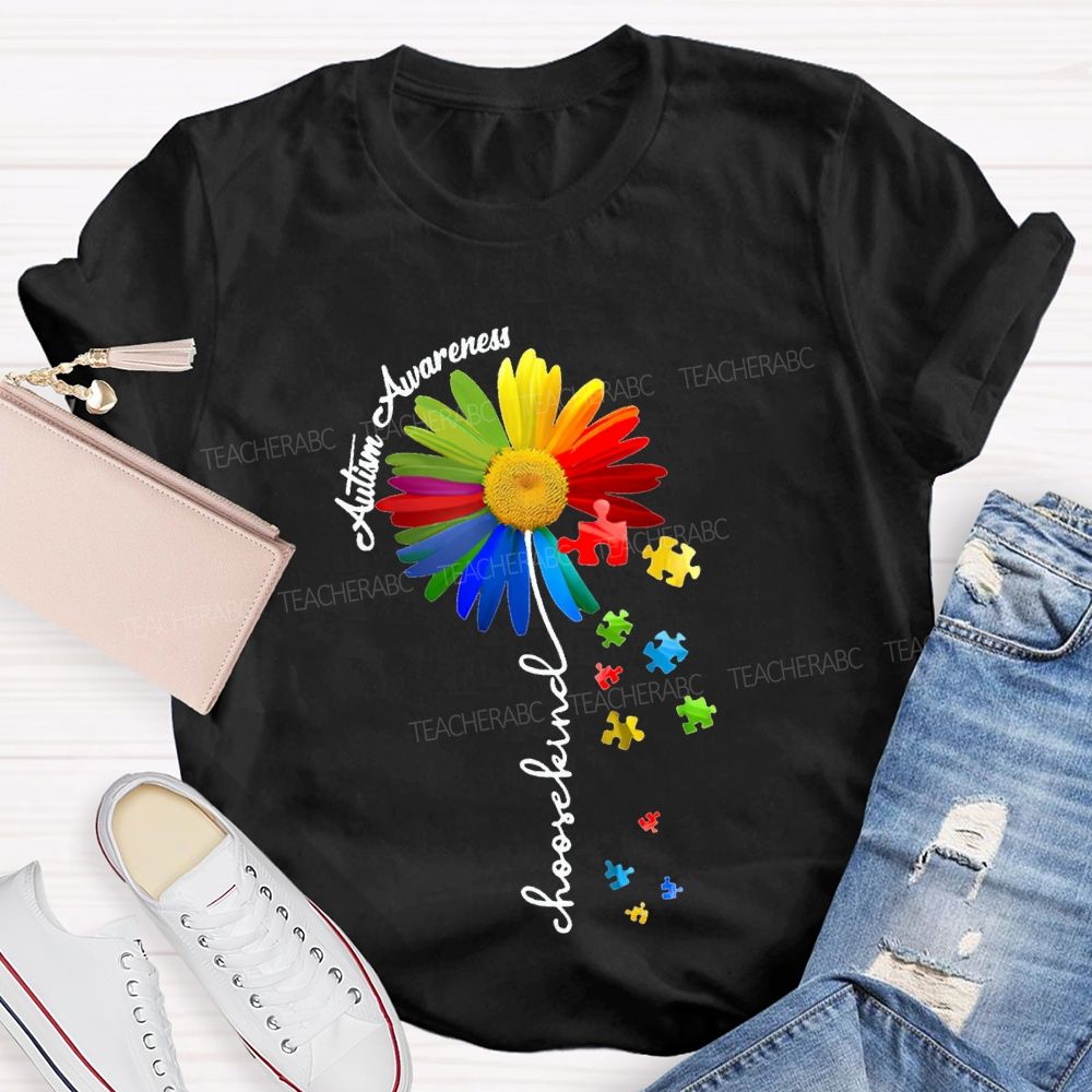 Autism Awareness Choose Kind Colorful Sunflowers T-shirt