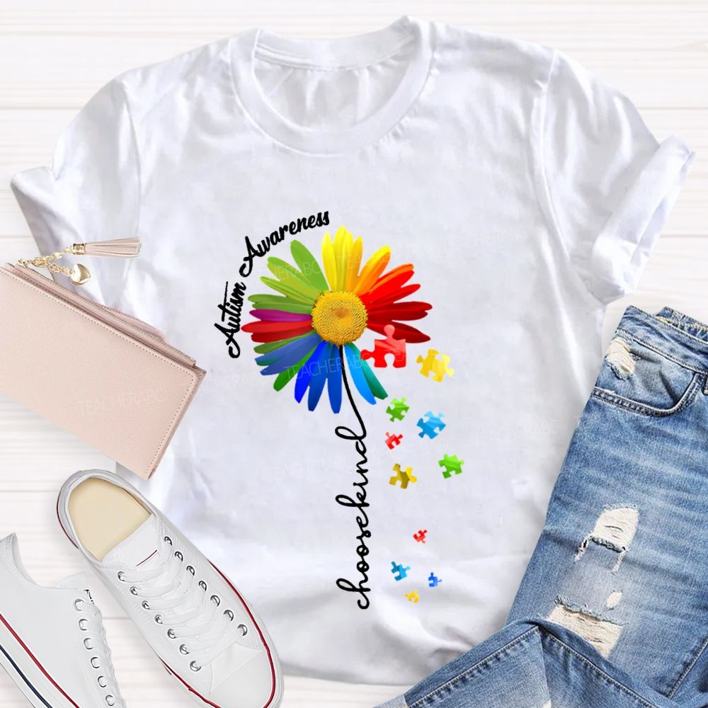 Autism Awareness Choose Kind Colorful Sunflowers T-shirt