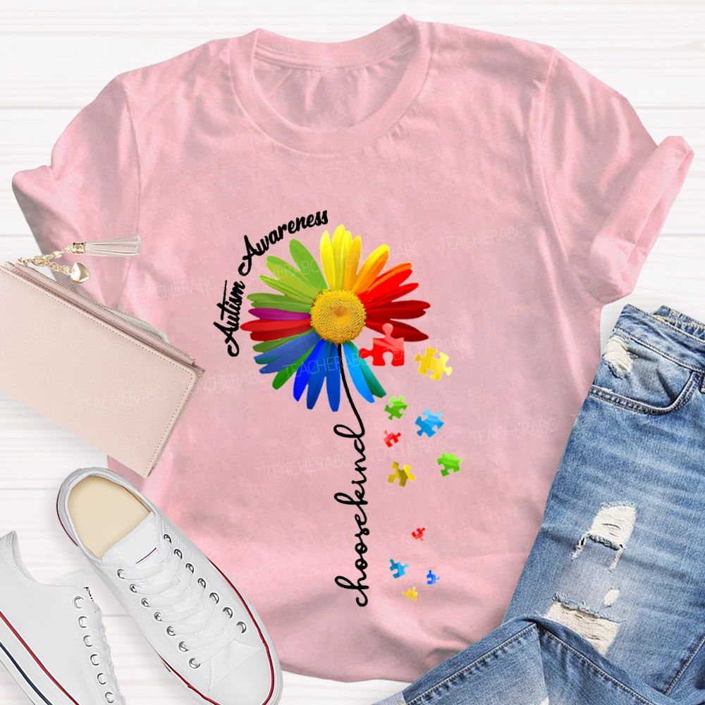 Autism Awareness Choose Kind Colorful Sunflowers T-shirt