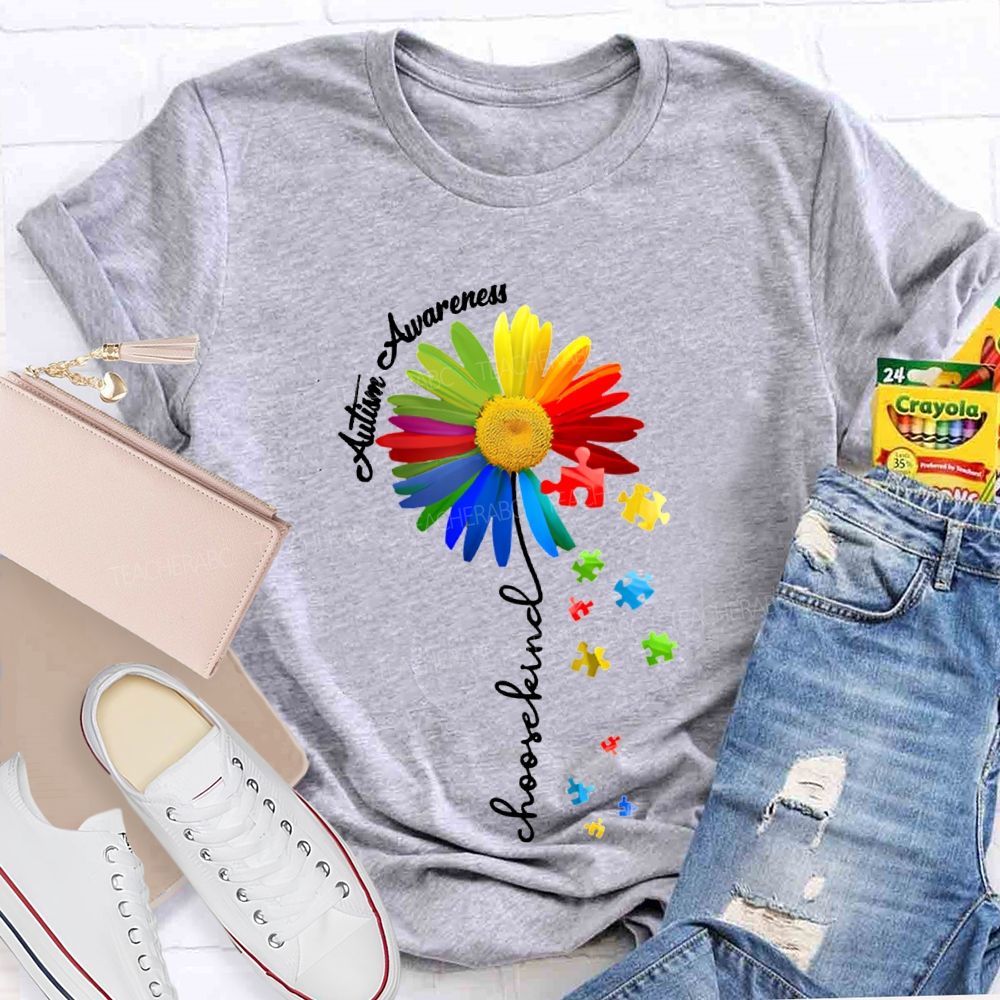 Autism Awareness Choose Kind Colorful Sunflowers T-shirt