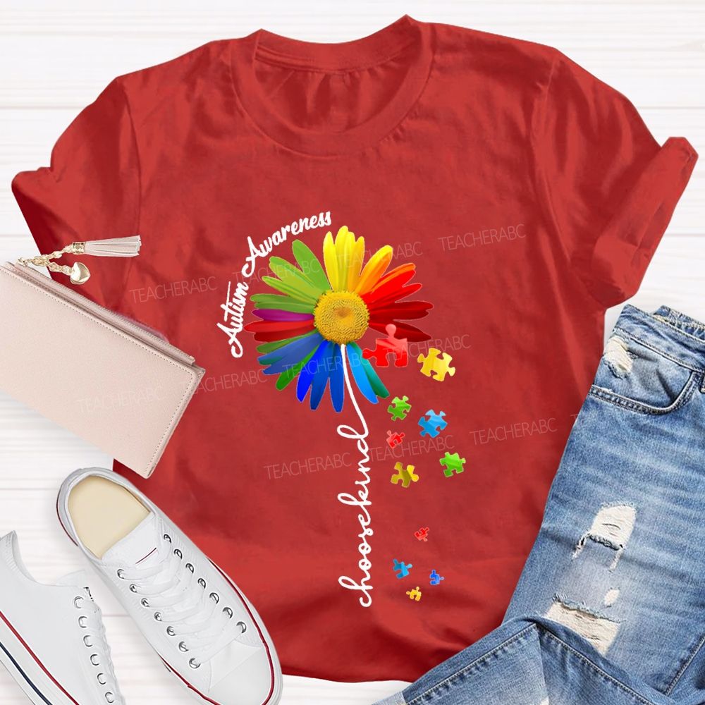 Autism Awareness Choose Kind Colorful Sunflowers T-shirt