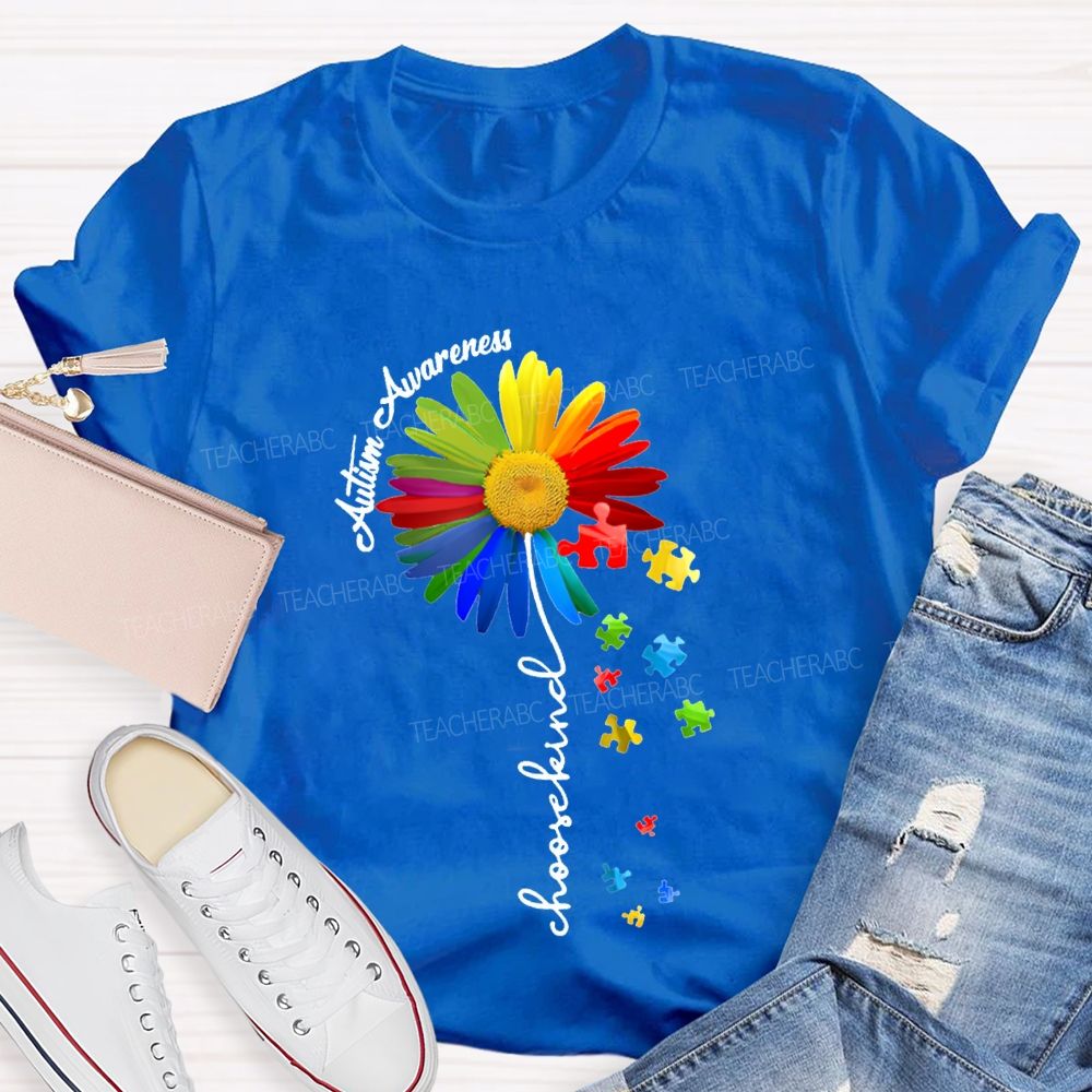 Autism Awareness Choose Kind Colorful Sunflowers T-shirt