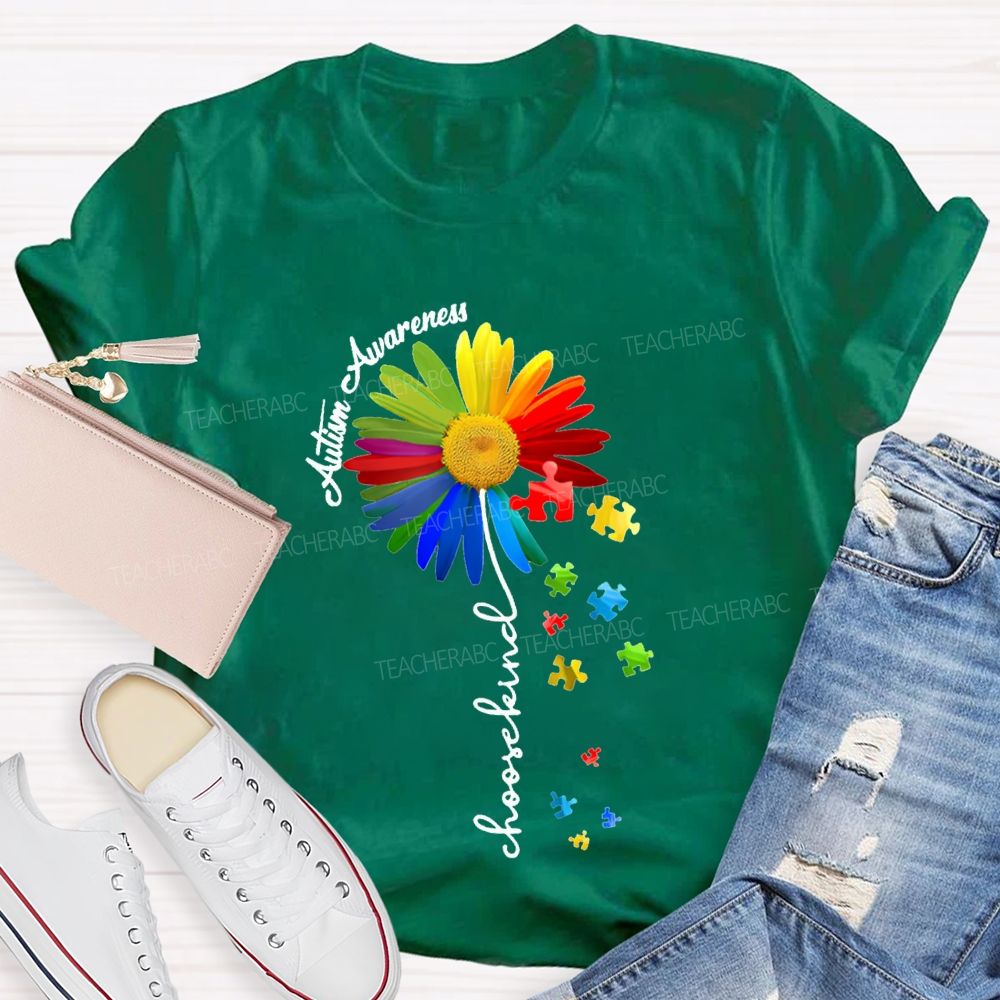 Autism Awareness Choose Kind Colorful Sunflowers T-shirt