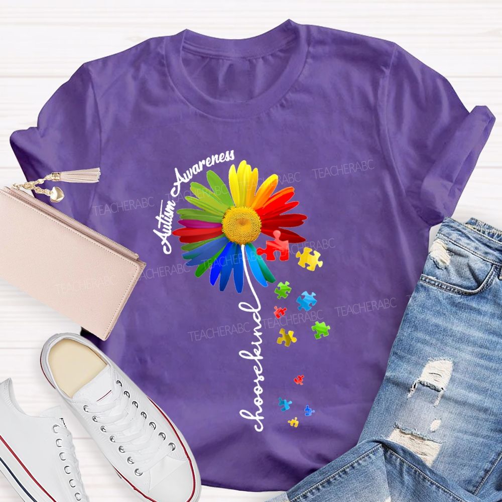 Autism Awareness Choose Kind Colorful Sunflowers T-shirt