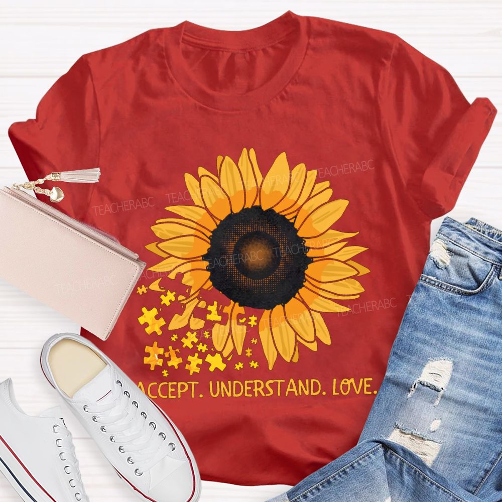 Accept Understand Love Sunflower Special Education T-shirt