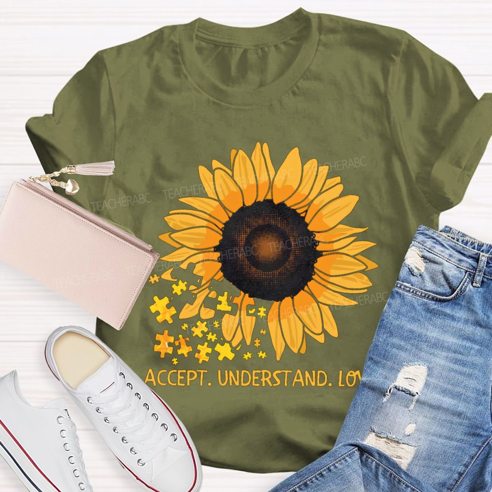Accept Understand Love Sunflower Special Education T-shirt