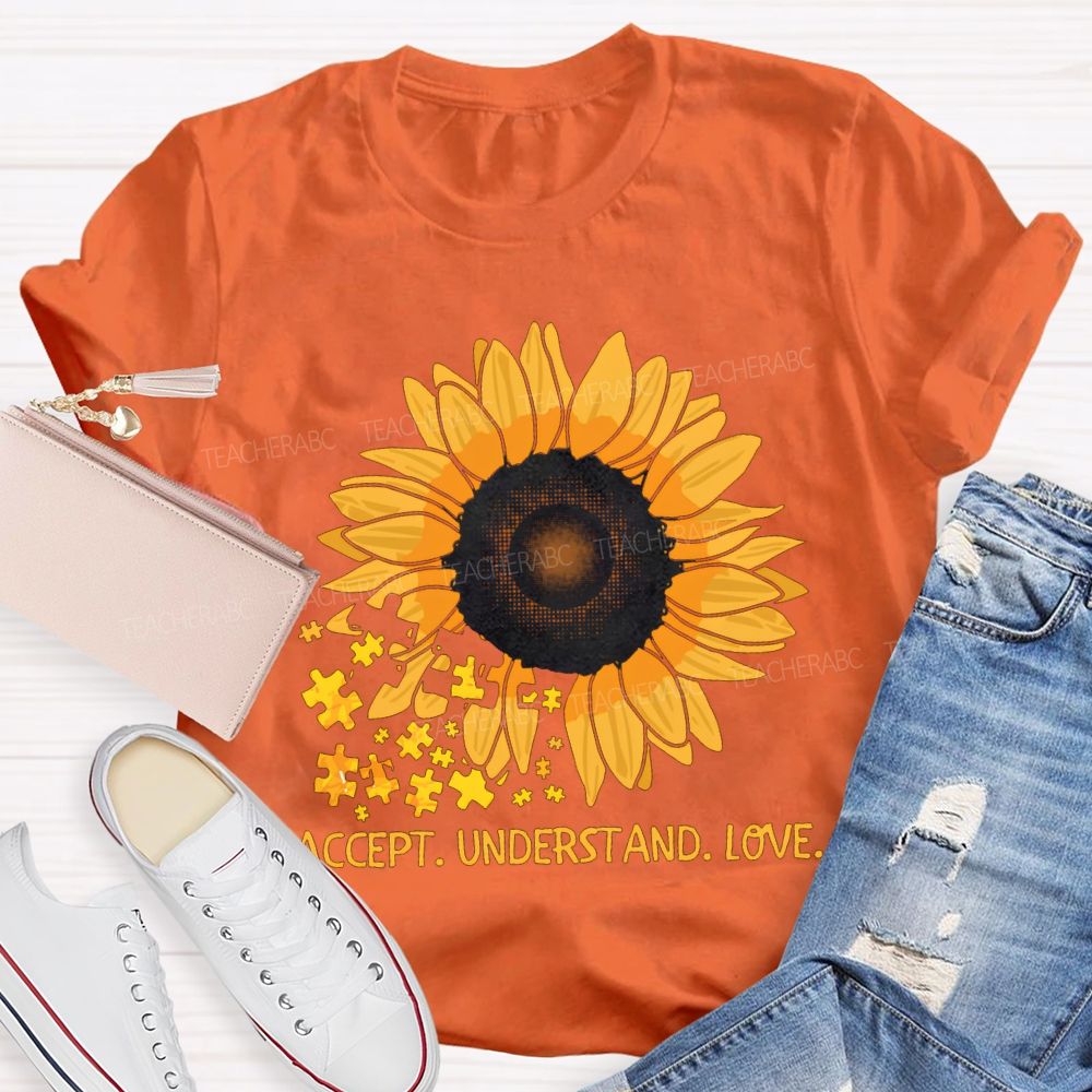 Accept Understand Love Sunflower Special Education T-shirt