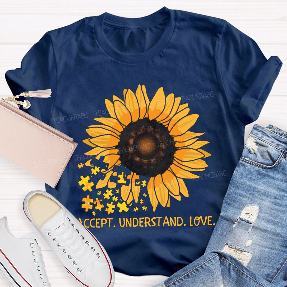 Accept Understand Love Sunflower Special Education T-shirt