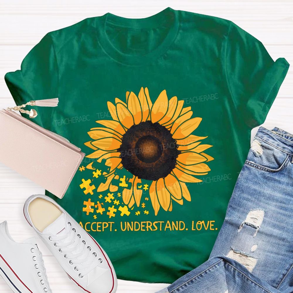 Accept Understand Love Sunflower Special Education T-shirt