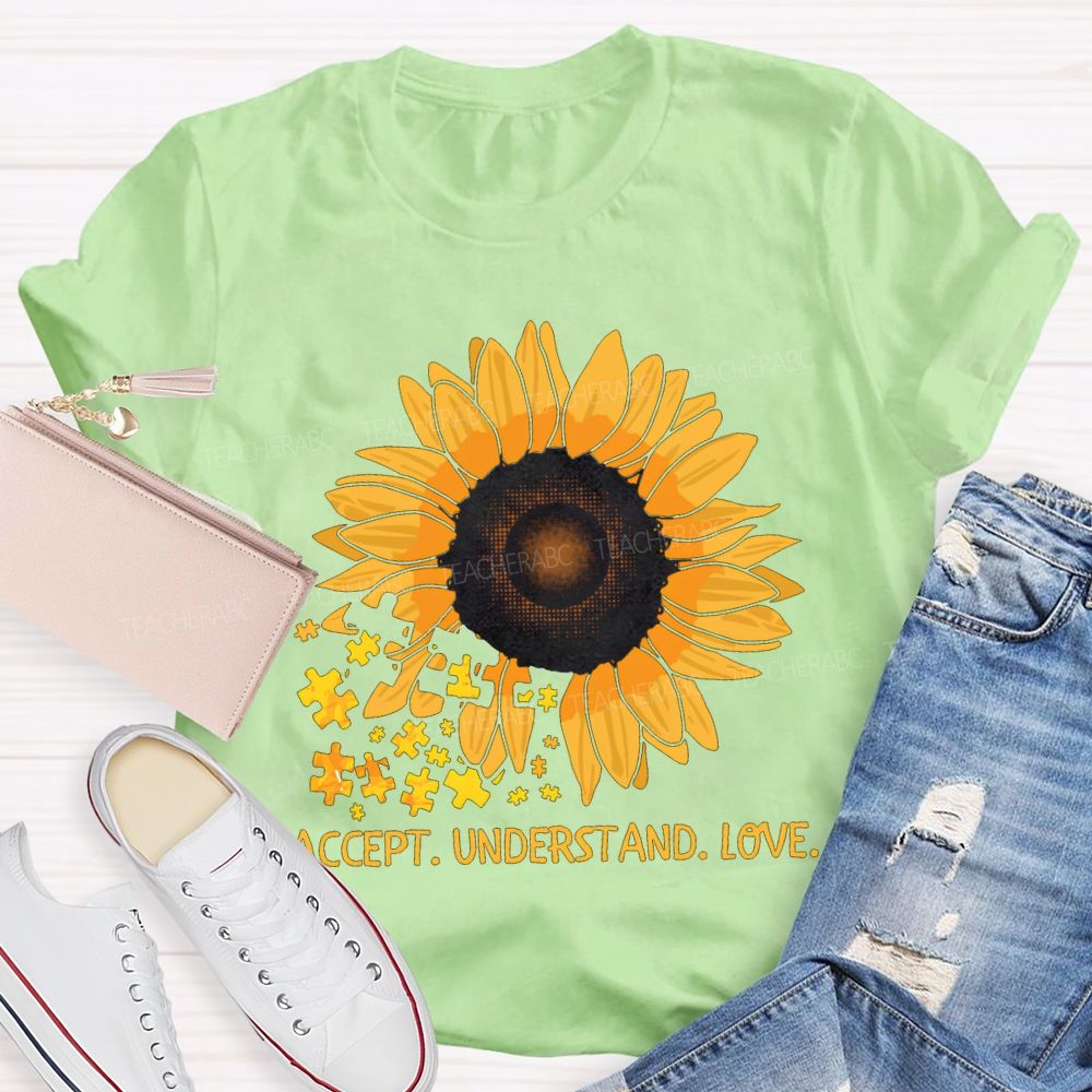 Accept Understand Love Sunflower Special Education T-shirt