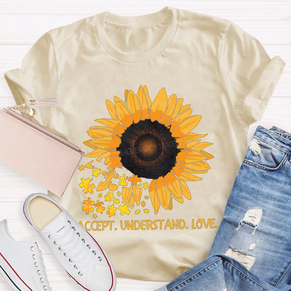 Accept Understand Love Sunflower Special Education T-shirt