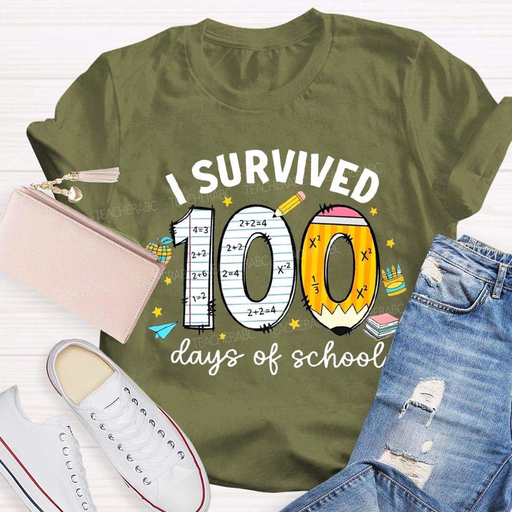 I Survived 100 Days Of School Teacher T-shirt
