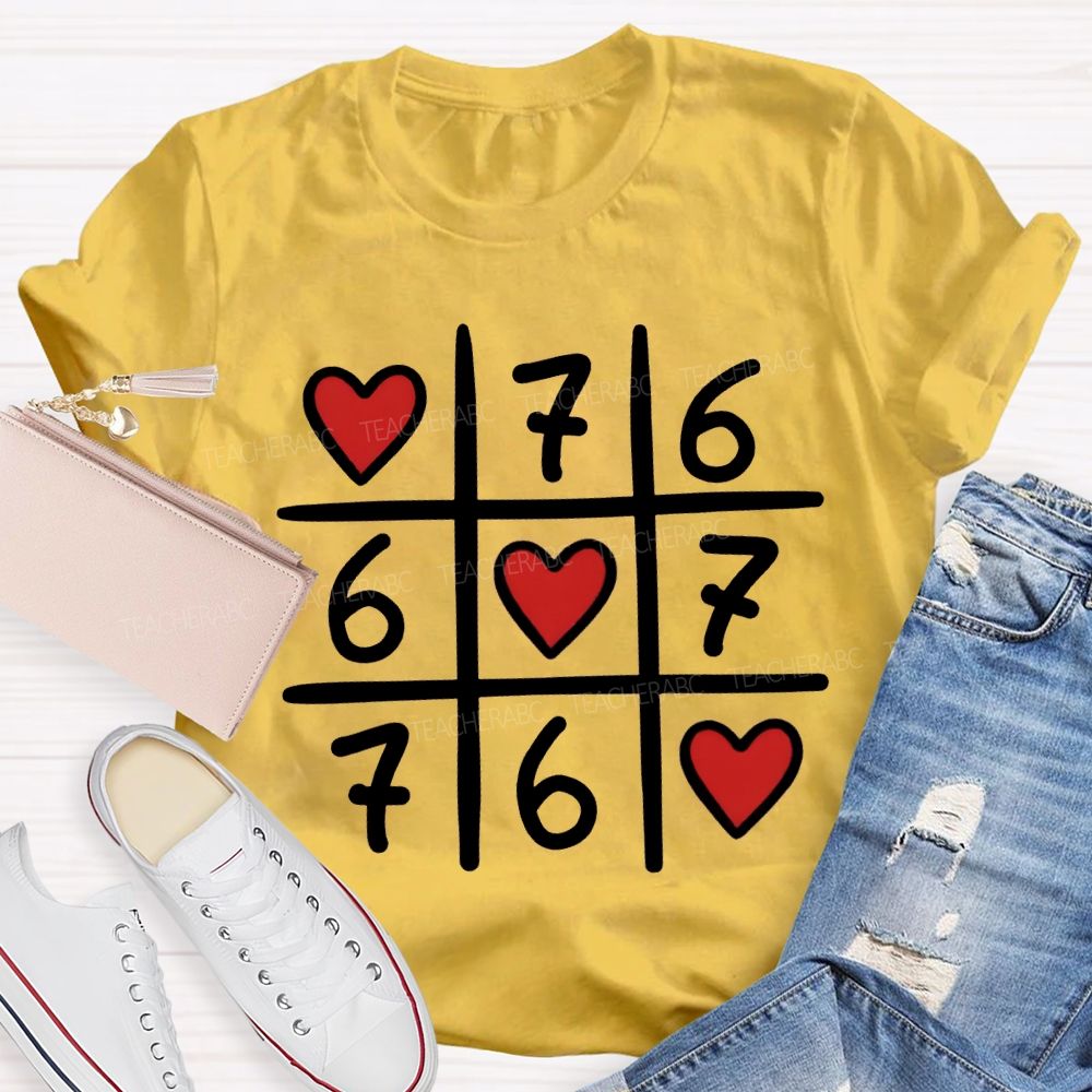 Hearts And The Number Six And Seven Valentine'S Day T-shirt