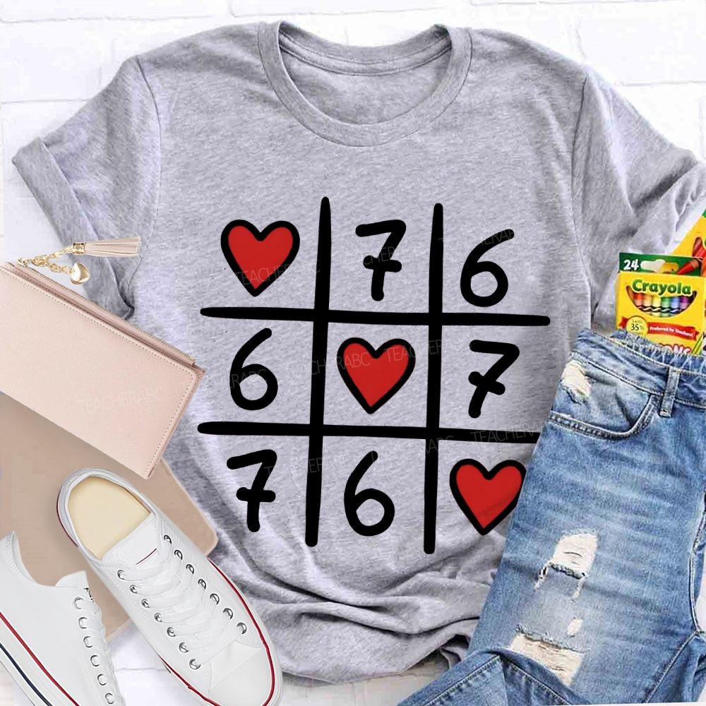 Hearts And The Number Six And Seven Valentine'S Day T-shirt