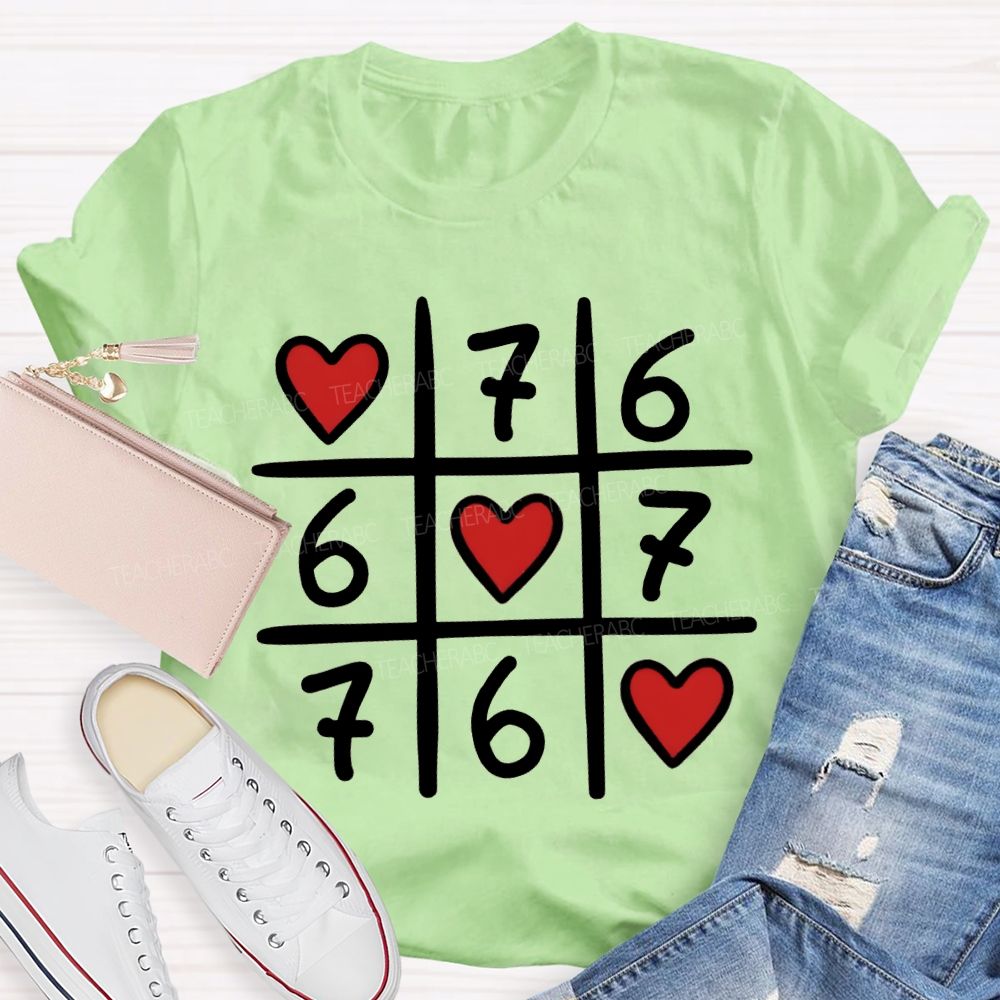 Hearts And The Number Six And Seven Valentine'S Day T-shirt