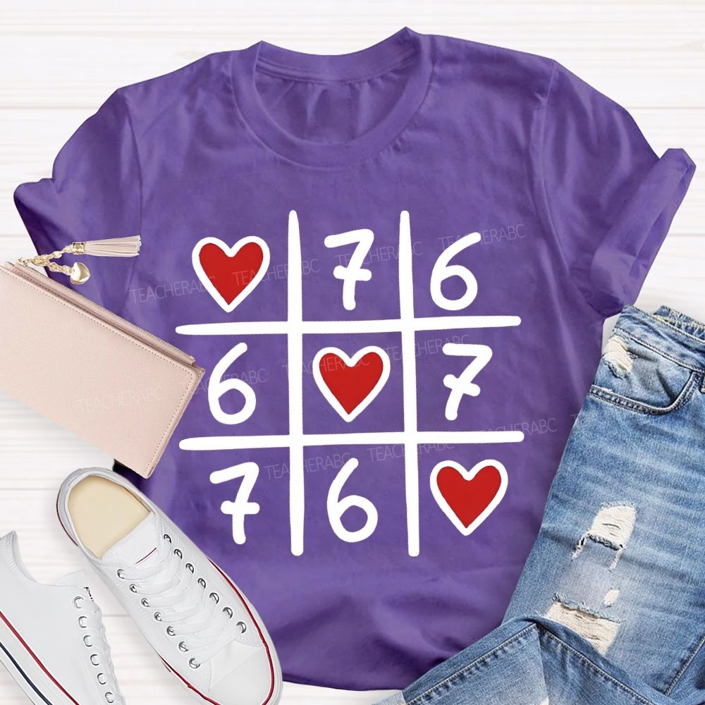 Hearts And The Number Six And Seven Valentine'S Day T-shirt