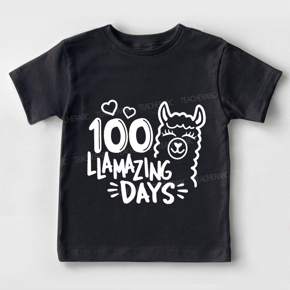 100 Llamazing Days Sheep And Heart Toddler T-shirts