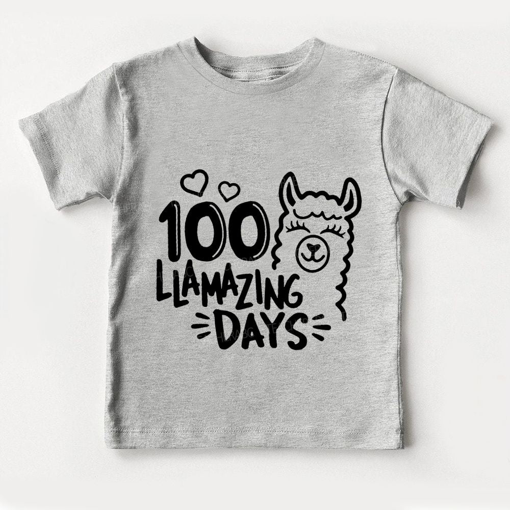 100 Llamazing Days Sheep And Heart Toddler T-shirts