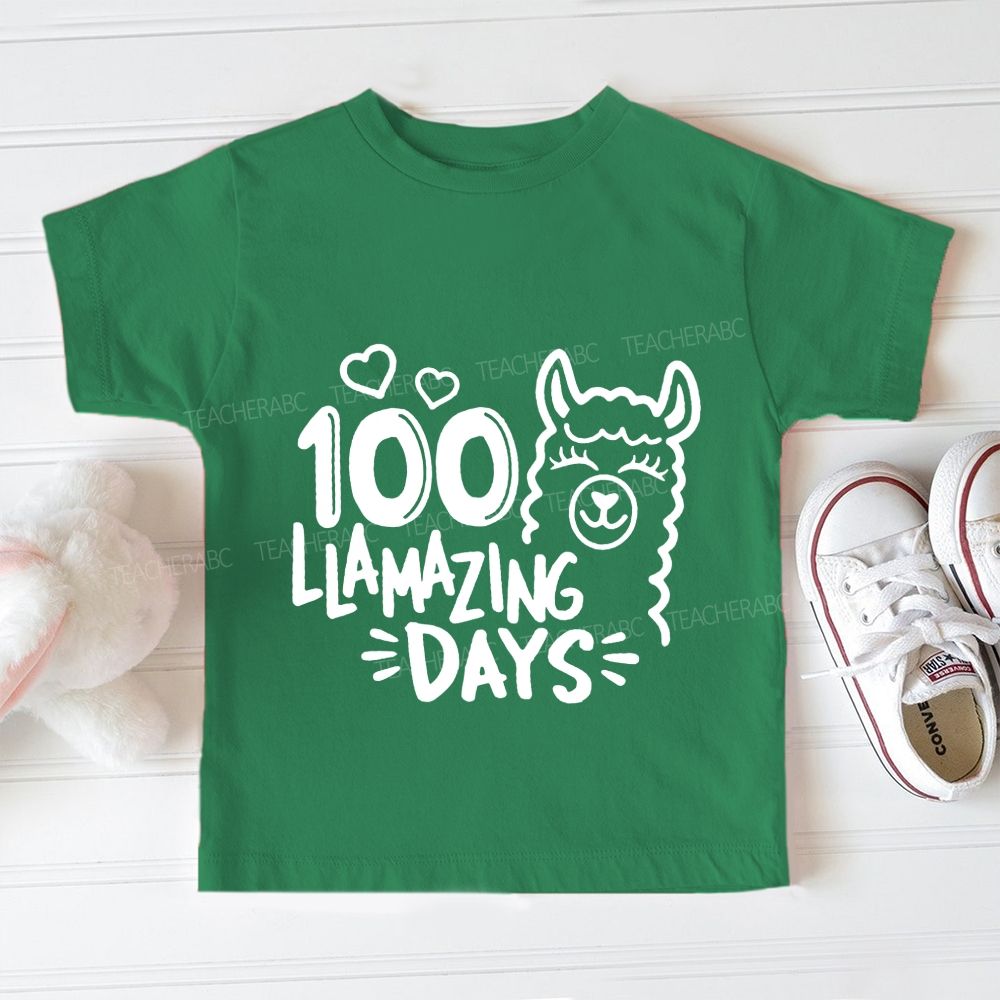 100 Llamazing Days Sheep And Heart Toddler T-shirts