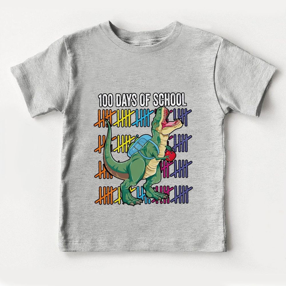 100 Days Of School Dinosaurs And Colorful Lines Toddler T-shirts
