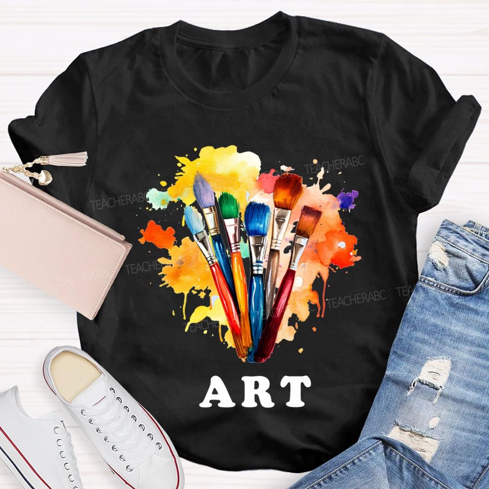 Colored Tie-Dye Prints And Colored Markers Art Teacher T-shirt