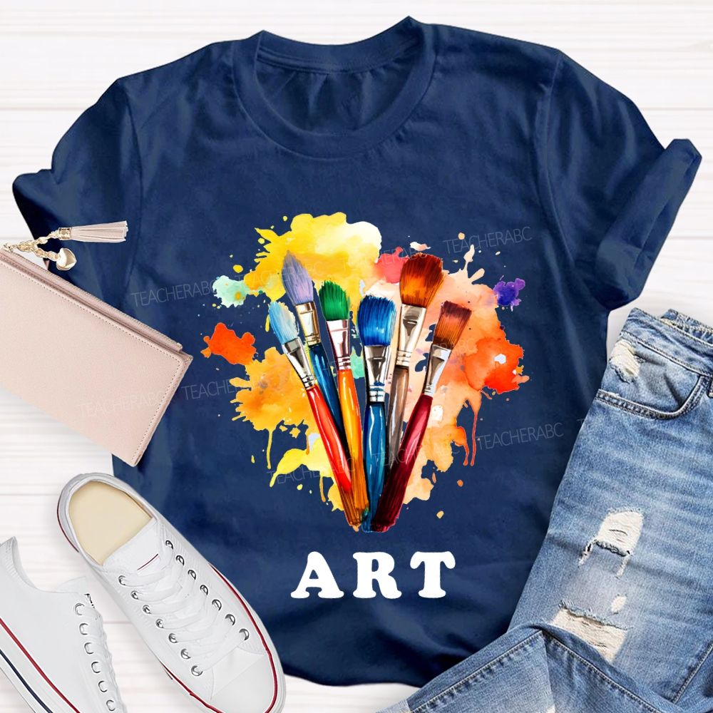 Colored Tie-Dye Prints And Colored Markers Art Teacher T-shirt