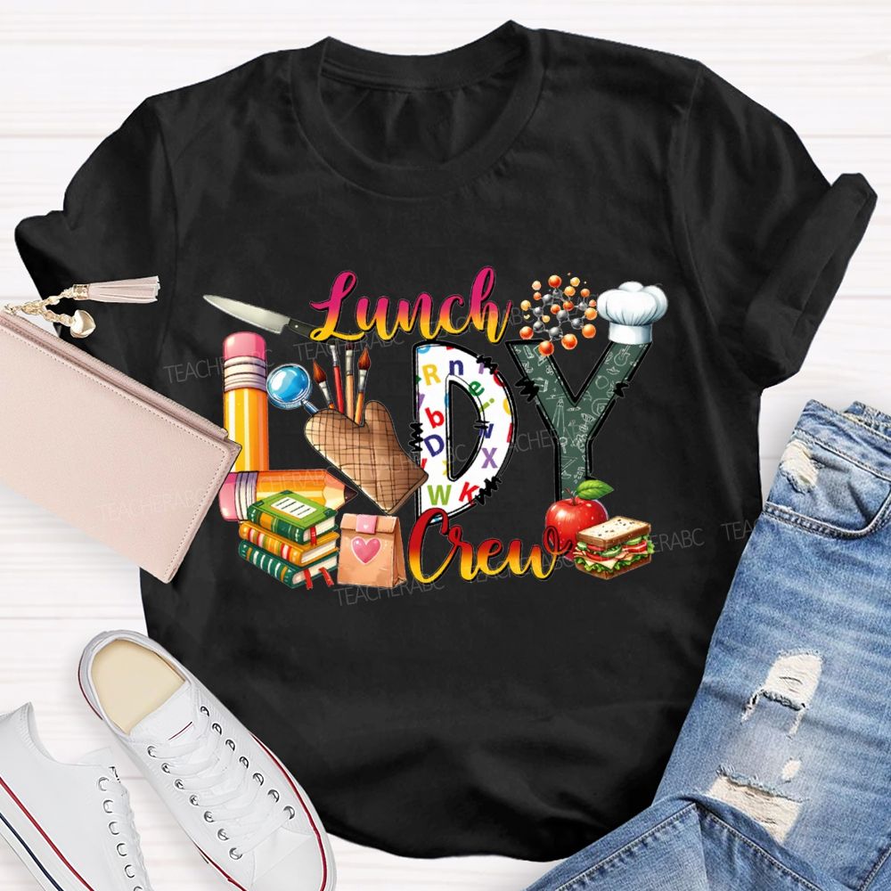 Lunch Lady Crew Pencil Font And Apple T-shirt