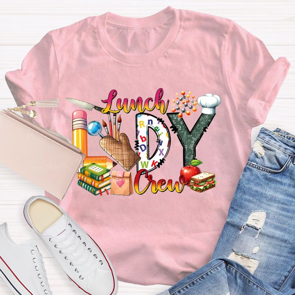 Lunch Lady Crew Pencil Font And Apple T-shirt