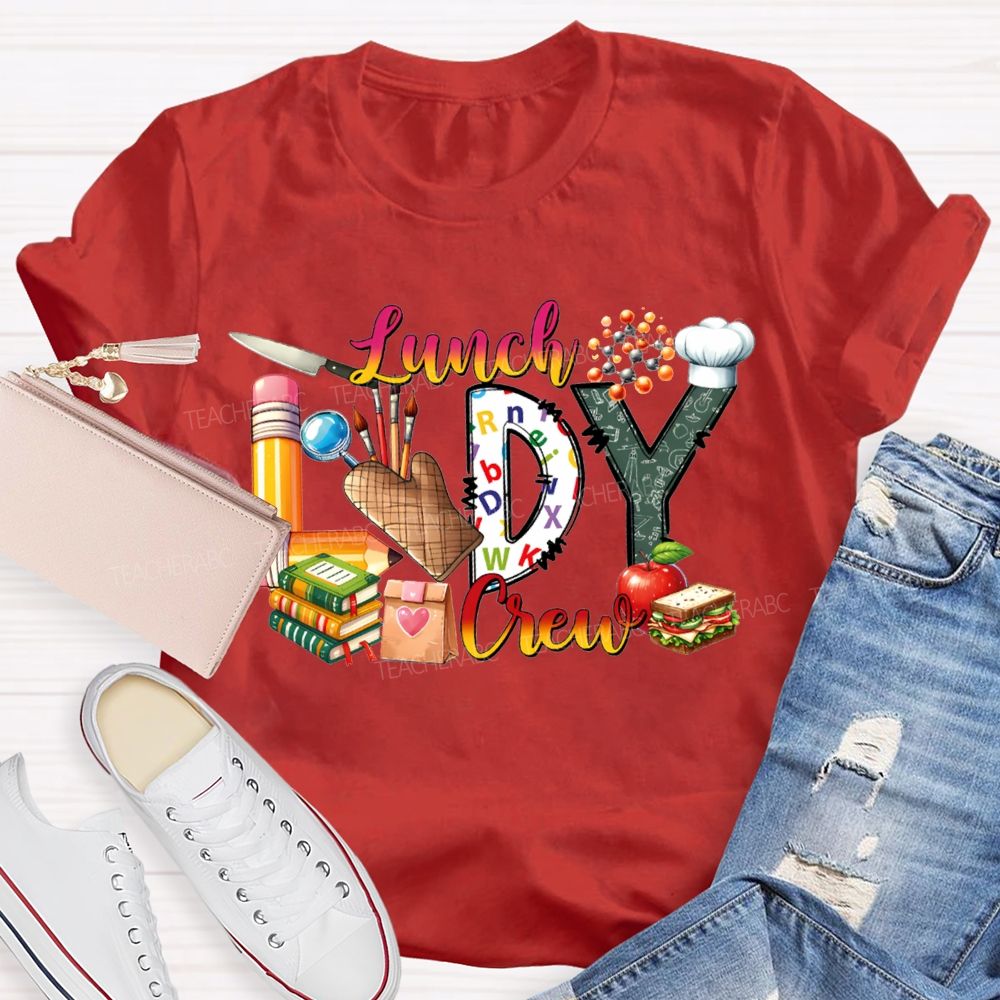 Lunch Lady Crew Pencil Font And Apple T-shirt