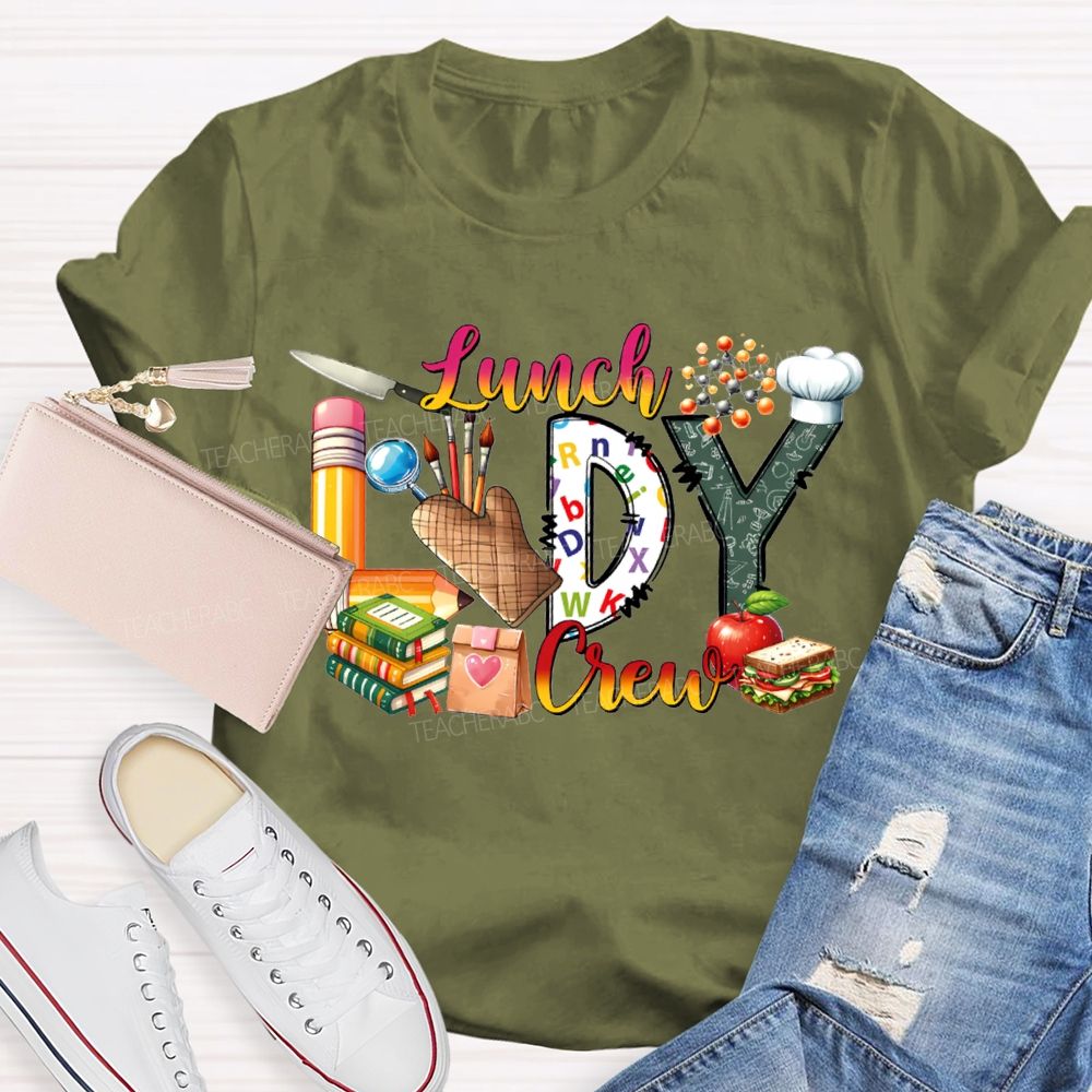 Lunch Lady Crew Pencil Font And Apple T-shirt