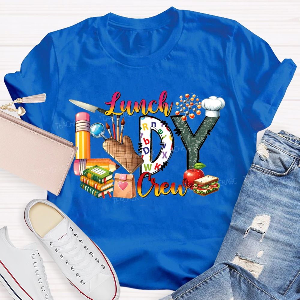 Lunch Lady Crew Pencil Font And Apple T-shirt