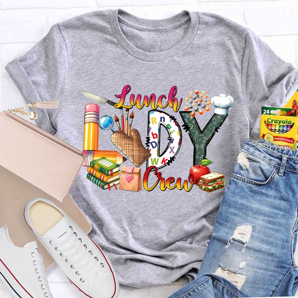 Lunch Lady Crew Pencil Font And Apple T-shirt