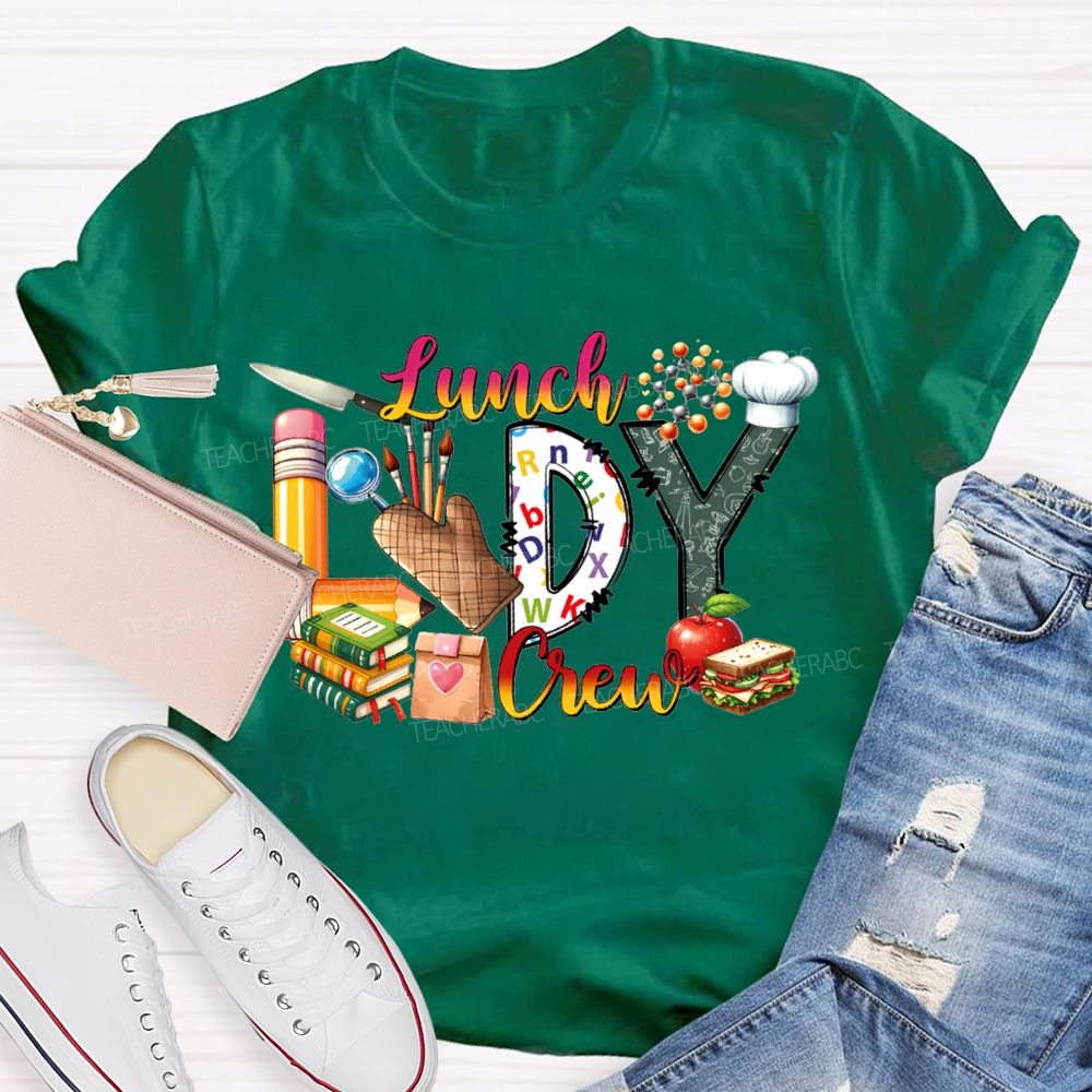 Lunch Lady Crew Pencil Font And Apple T-shirt
