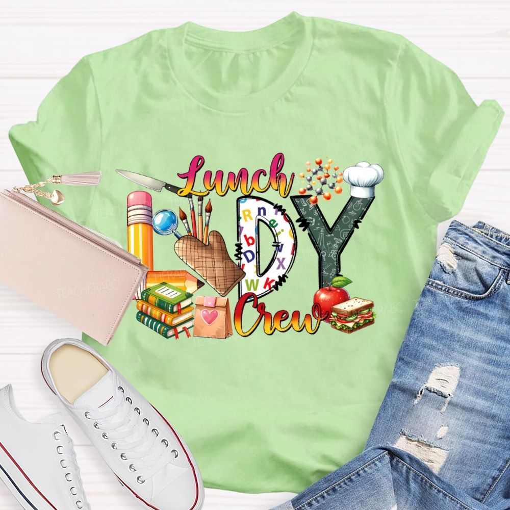 Lunch Lady Crew Pencil Font And Apple T-shirt