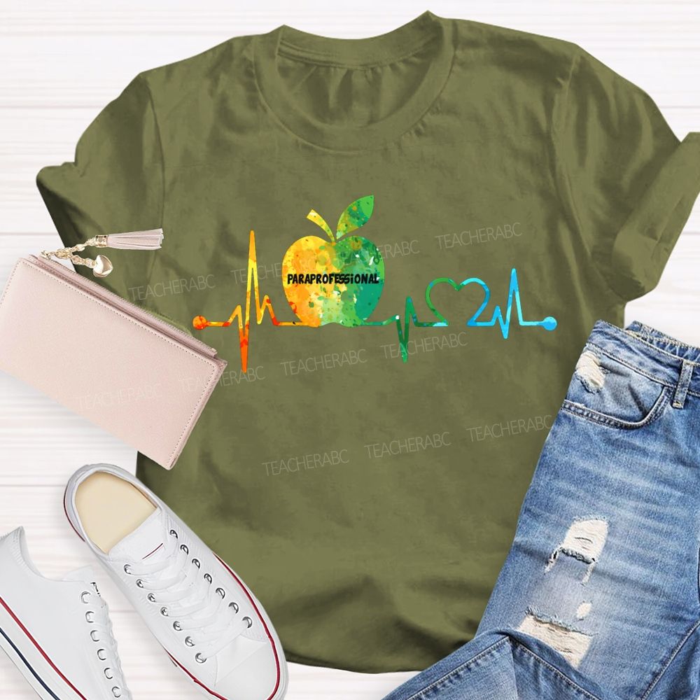 Paraprofessional Colorful Tie-Dye Apple Print T-shirt