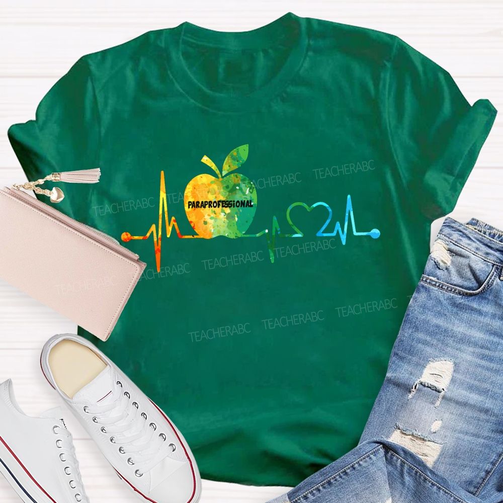 Paraprofessional Colorful Tie-Dye Apple Print T-shirt