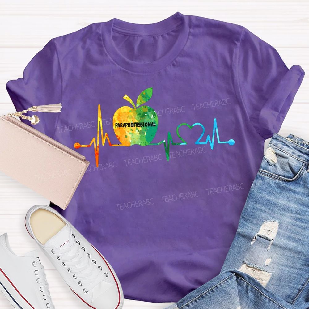 Paraprofessional Colorful Tie-Dye Apple Print T-shirt