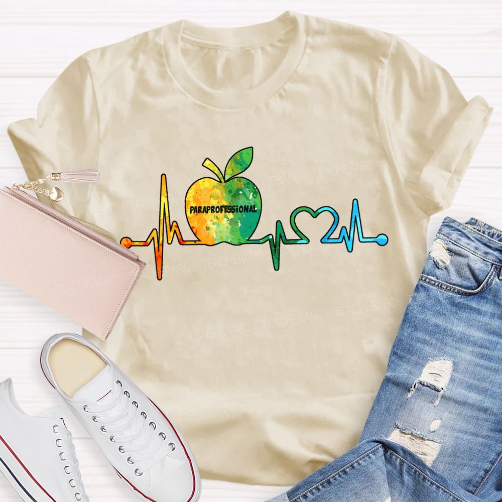 Paraprofessional Colorful Tie-Dye Apple Print T-shirt