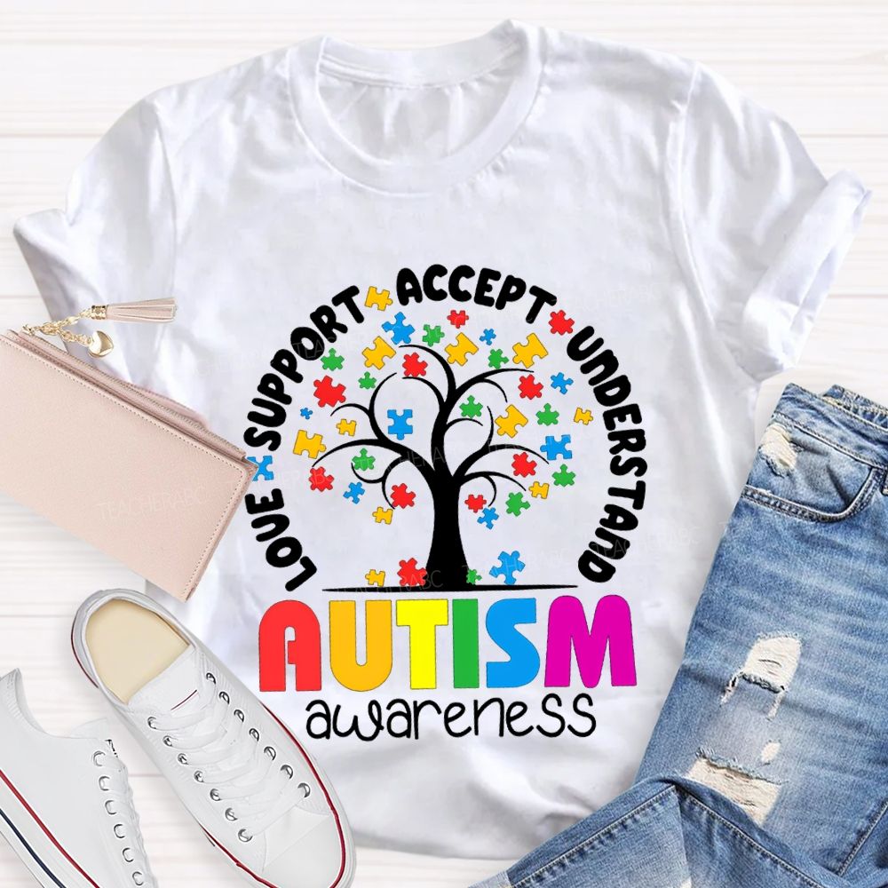 Autism Awareness Love Support Accept Understand T-shirt