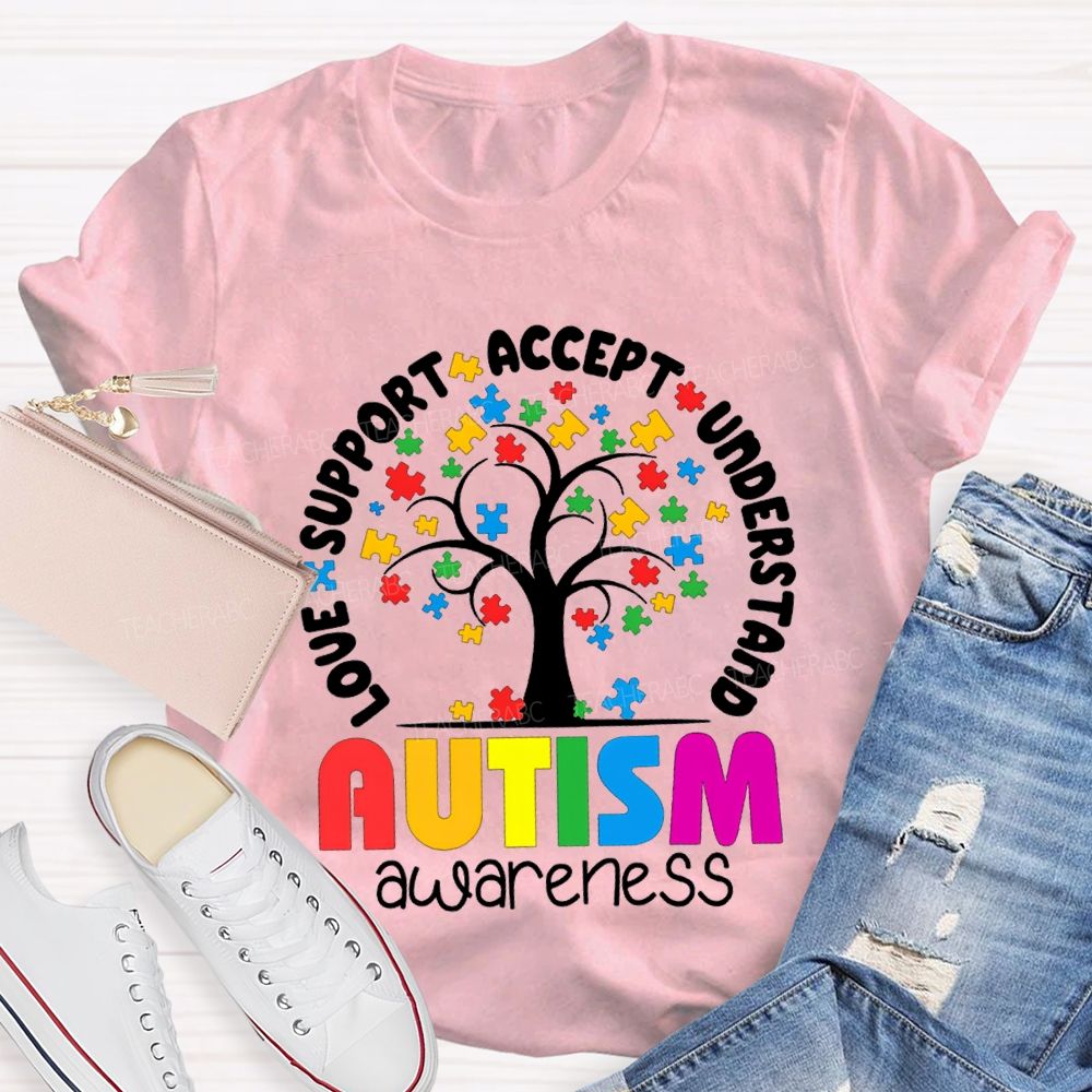 Autism Awareness Love Support Accept Understand T-shirt