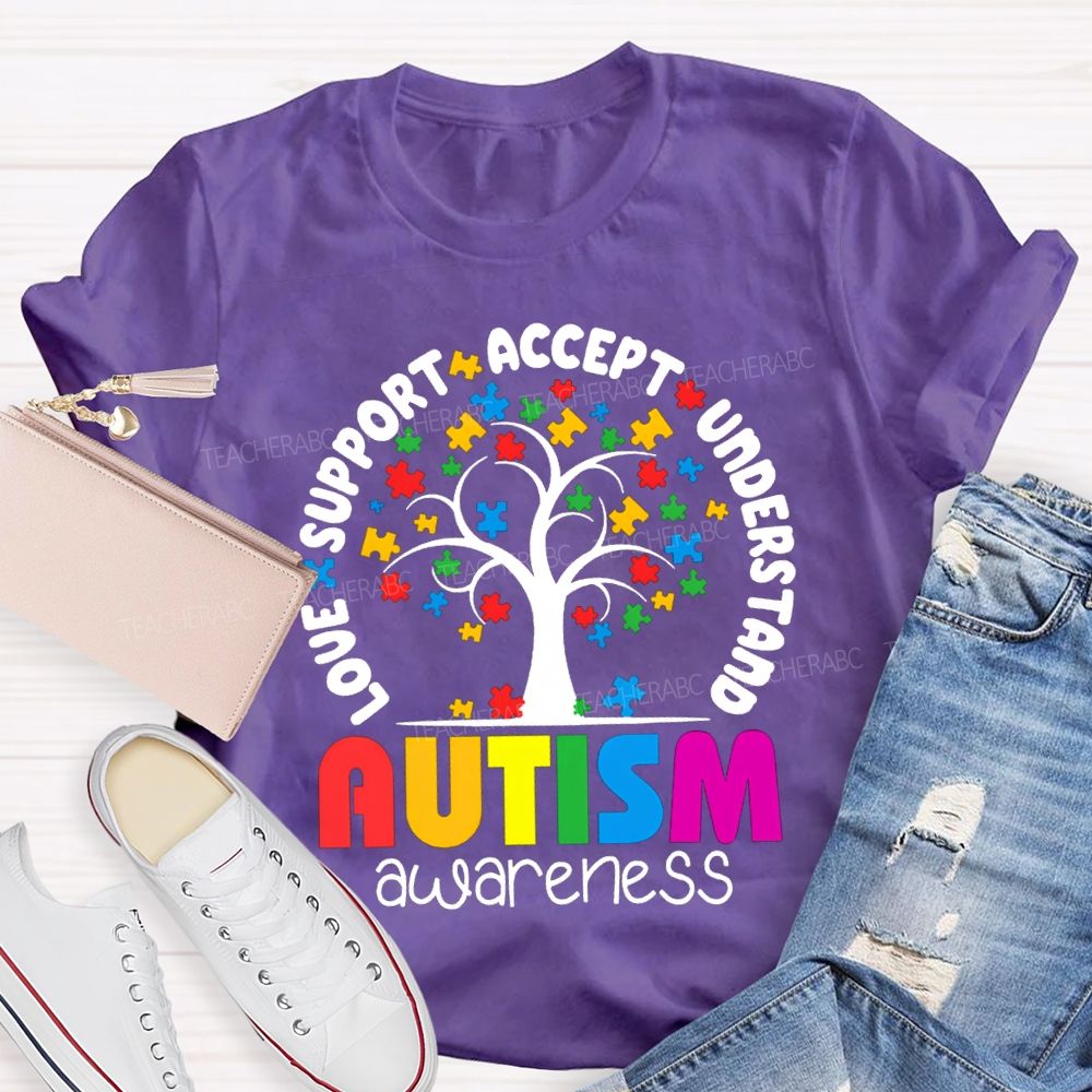 Autism Awareness Love Support Accept Understand T-shirt