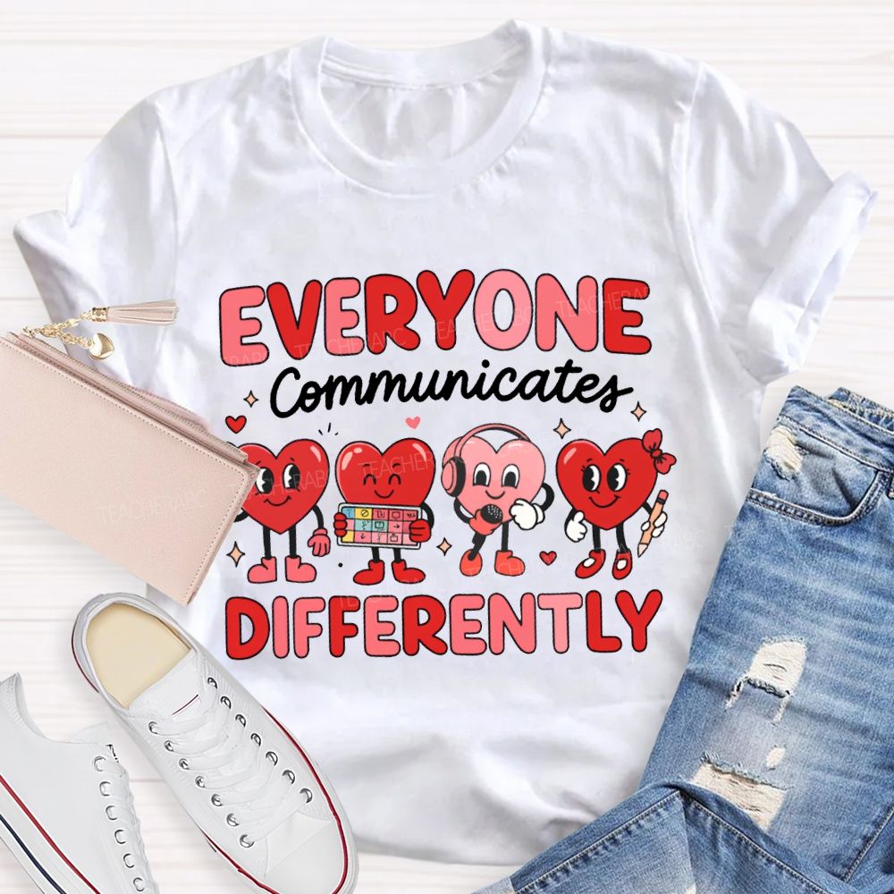 Everyone Communicates Differently Little Peach Heart T-shirt